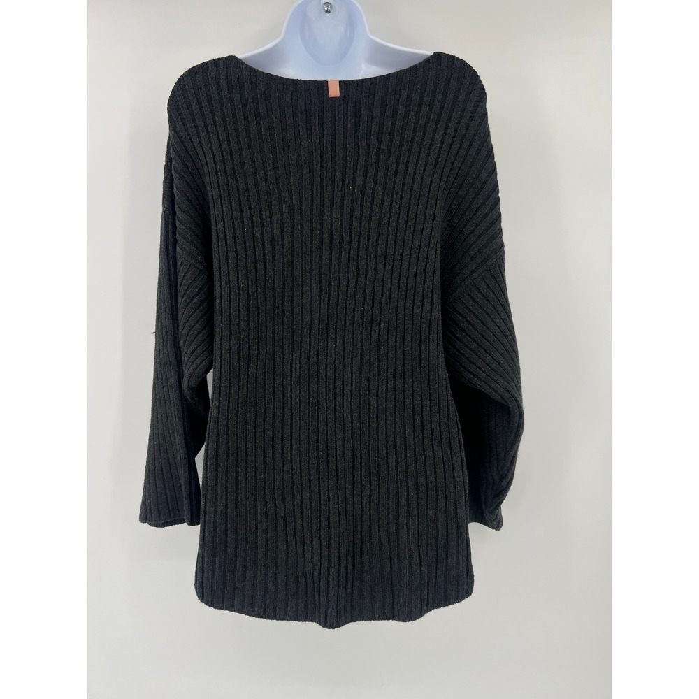 Lunya XS/S Charcoal Gray Ribbed Pima Cotton Alpaca Blend Sweater - Picture 2 of 7